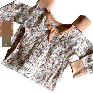 Sapling Child baby floral peachy romper, organic cotton, NWOTS , 0-3 months